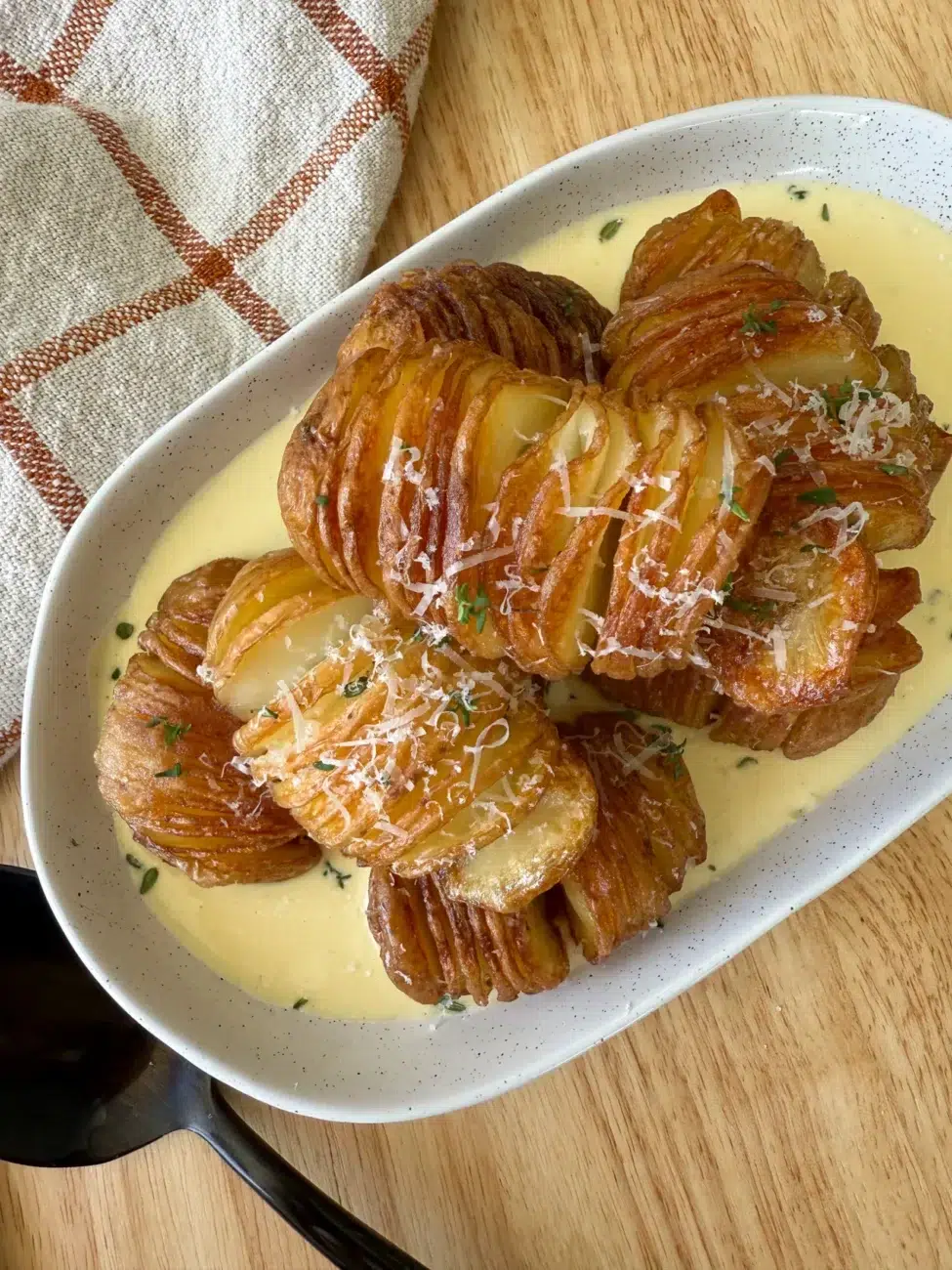 Hasselback Potato Recipe with Lemon and thyme cream sauce