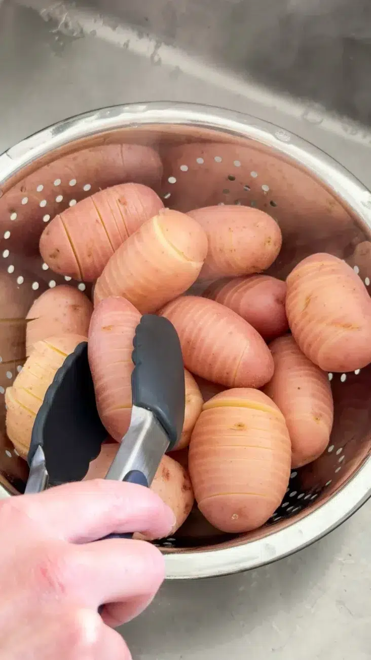Hasselback Potatoes freshly boiled and dried