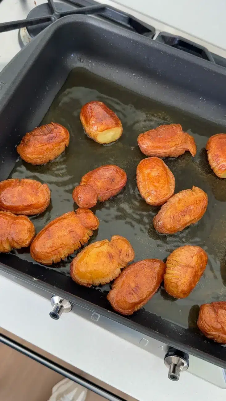 Hasselback Potatoes in Fry Pan
