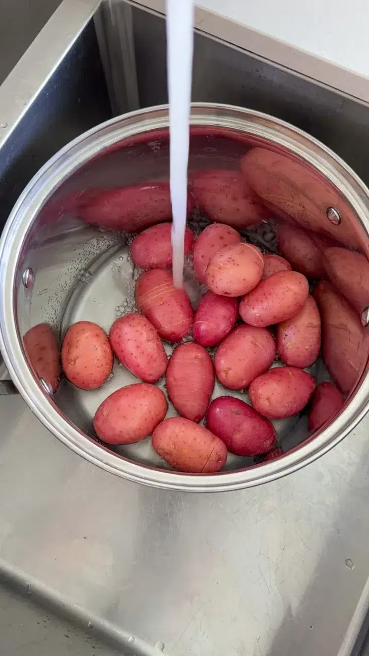 Hasselback Potatoes ready for pre boiling