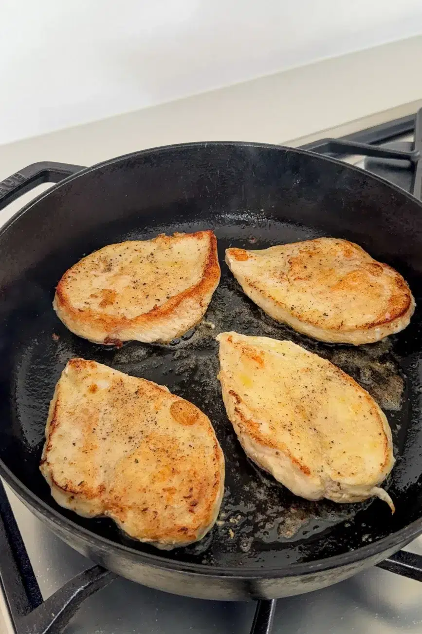 Browning Floured Chicken Breasts in Pan