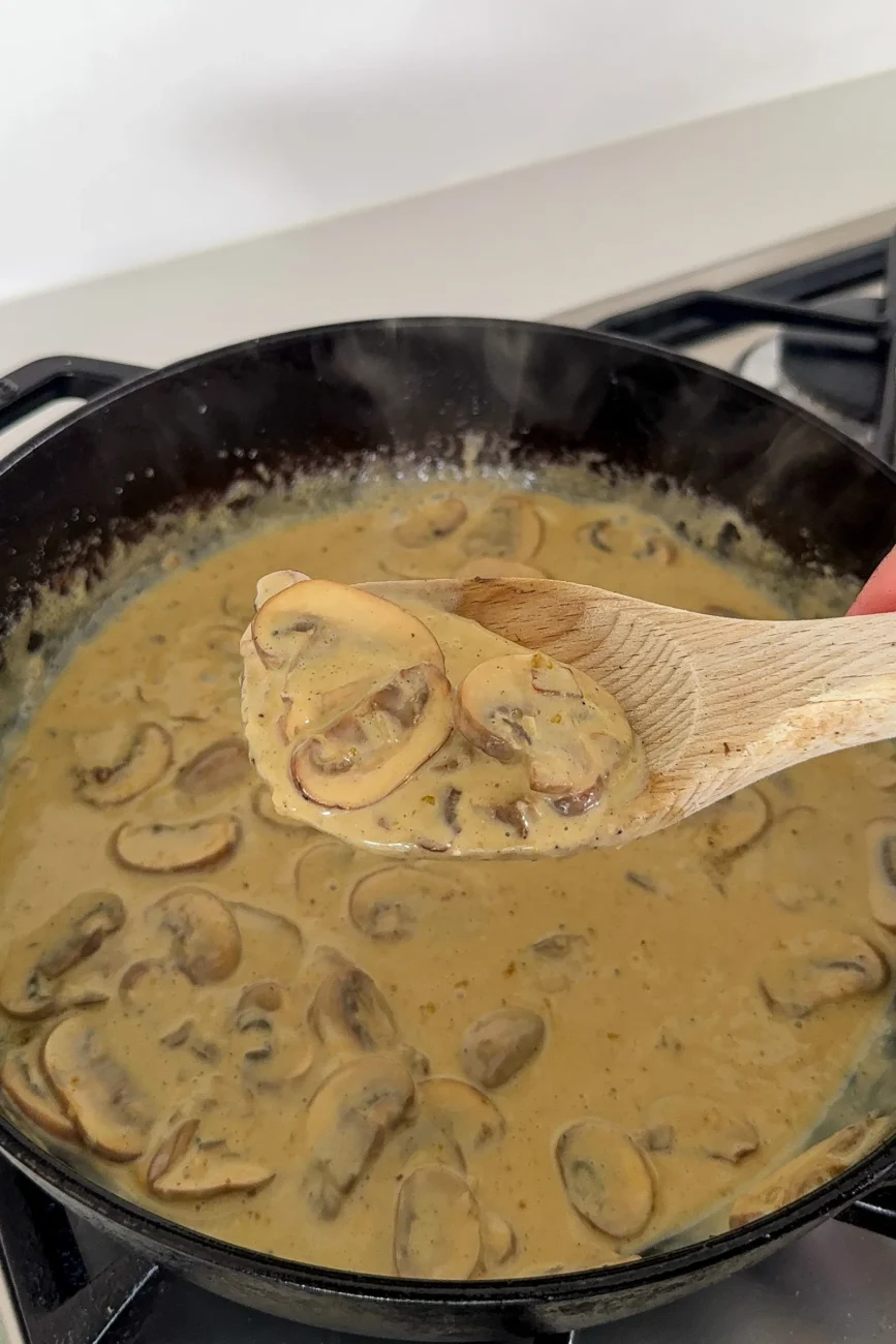 Close up of Mushroom Sauce in Pan