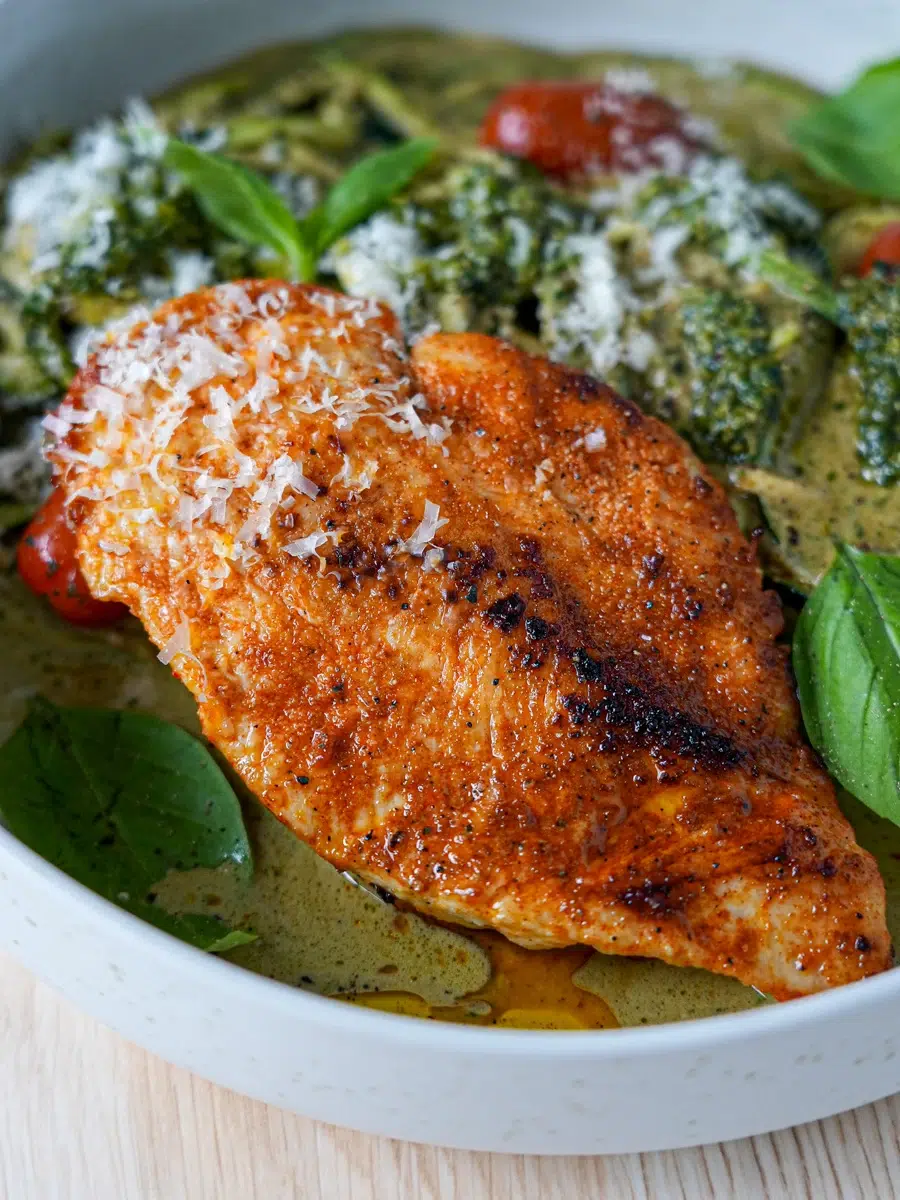 Creamy Pesto Chicken with Zoodles