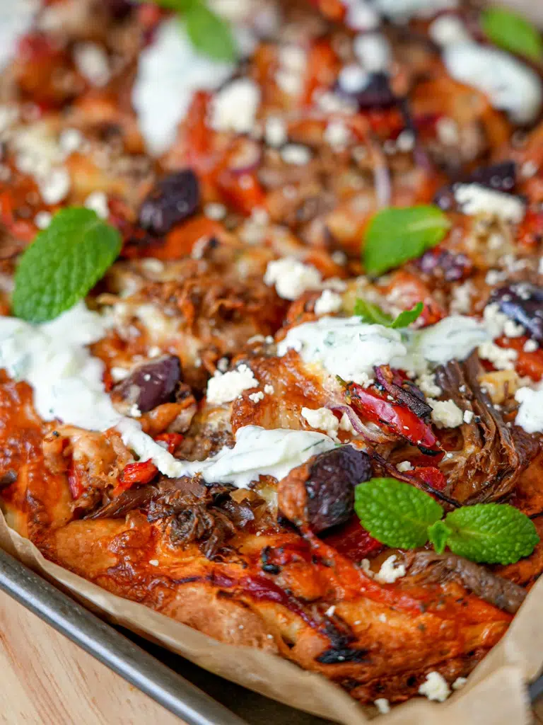 Leftover Mediterranean Lamb Pizza