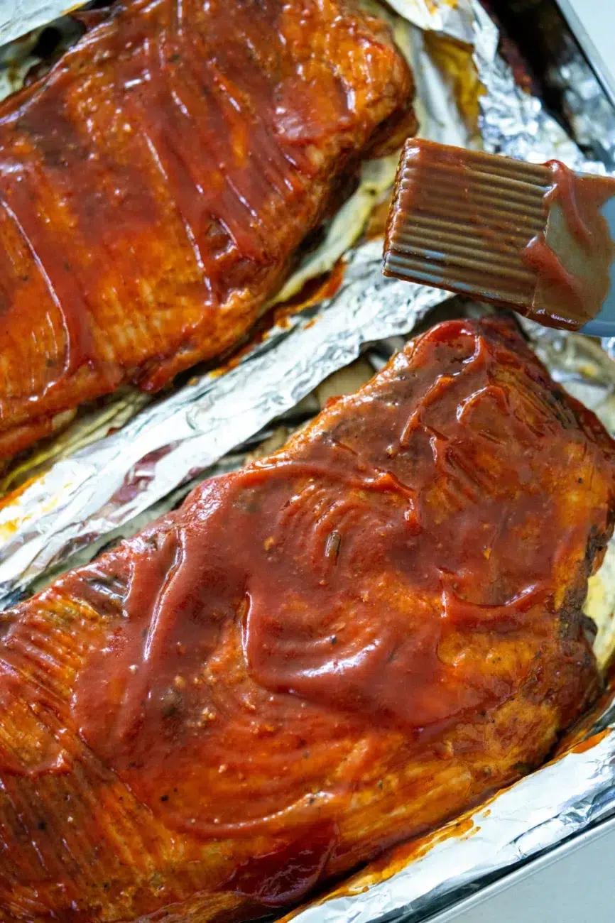 basting pork ribs during cooking
