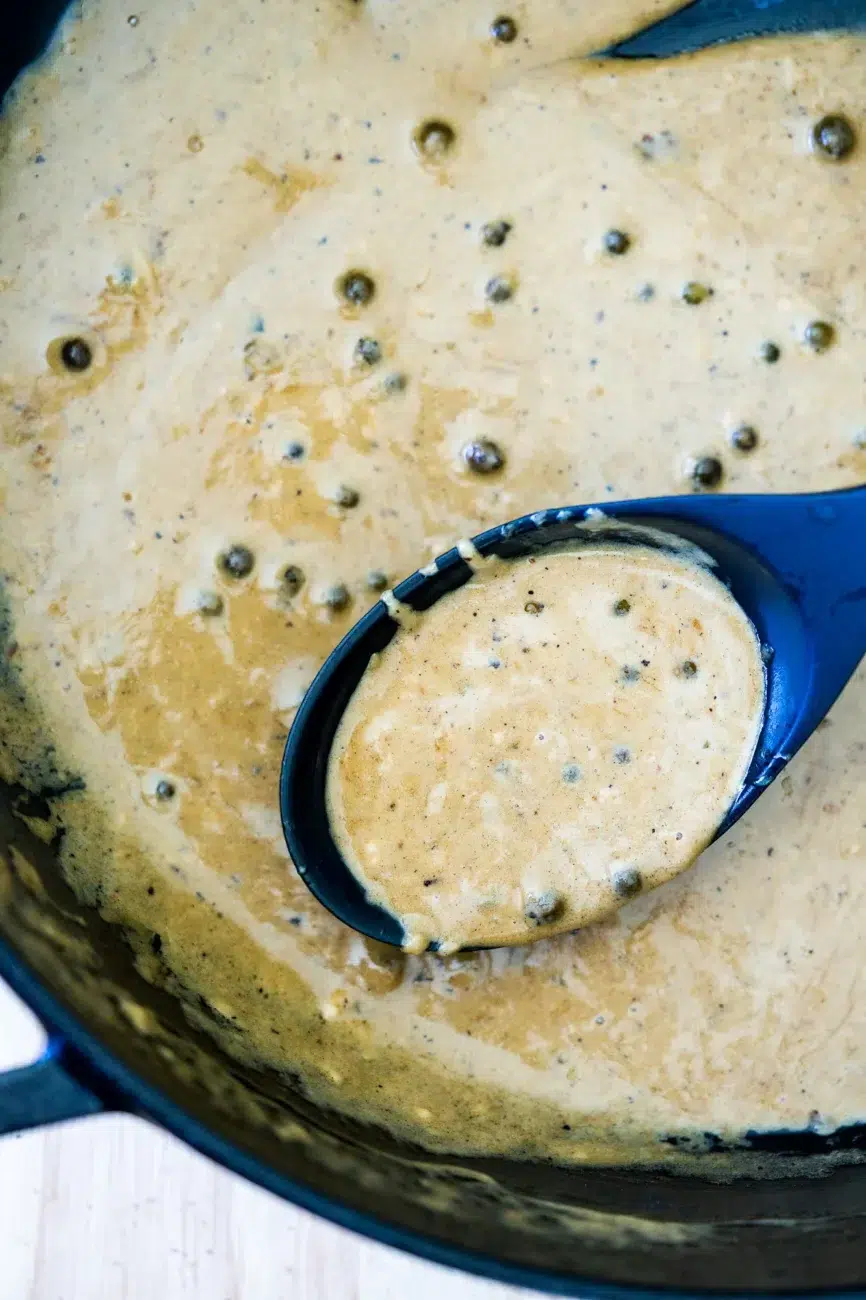 Creamy Peppercorn Sauce Cooking
