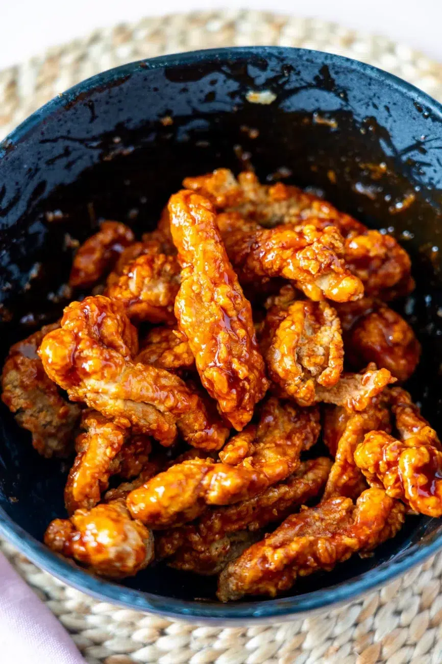 Korean Chicken Recipe served in Bowl with Sauce