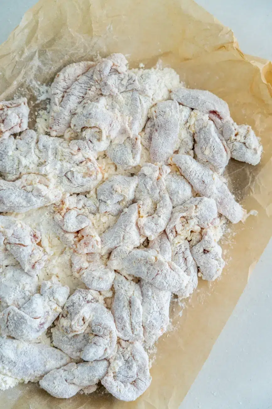 Chicken in flour coating