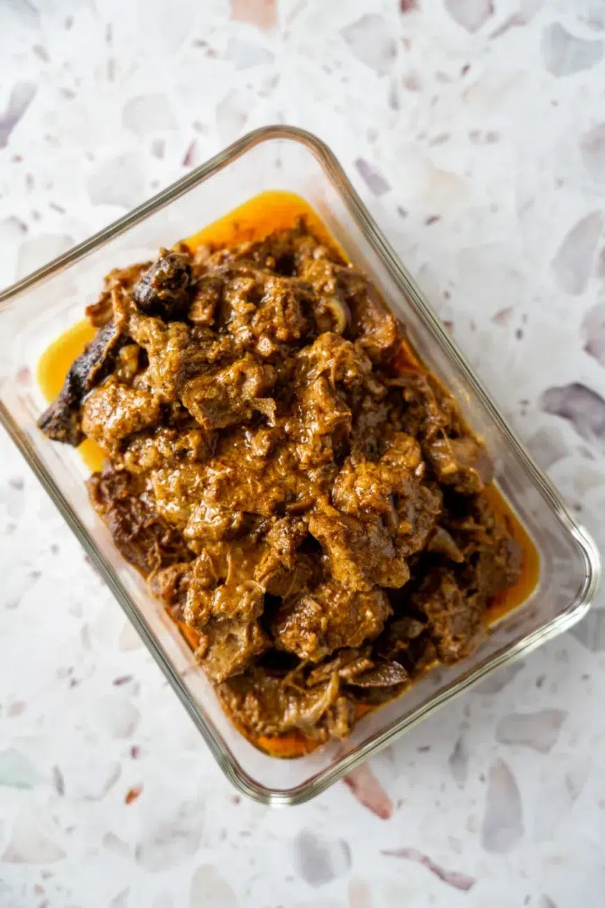 Lamb Korma Recipe in food storage container
