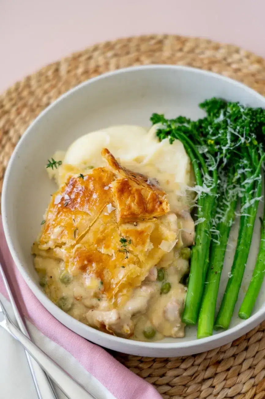 Quick Broccolini Side with Chicken Pot Pie