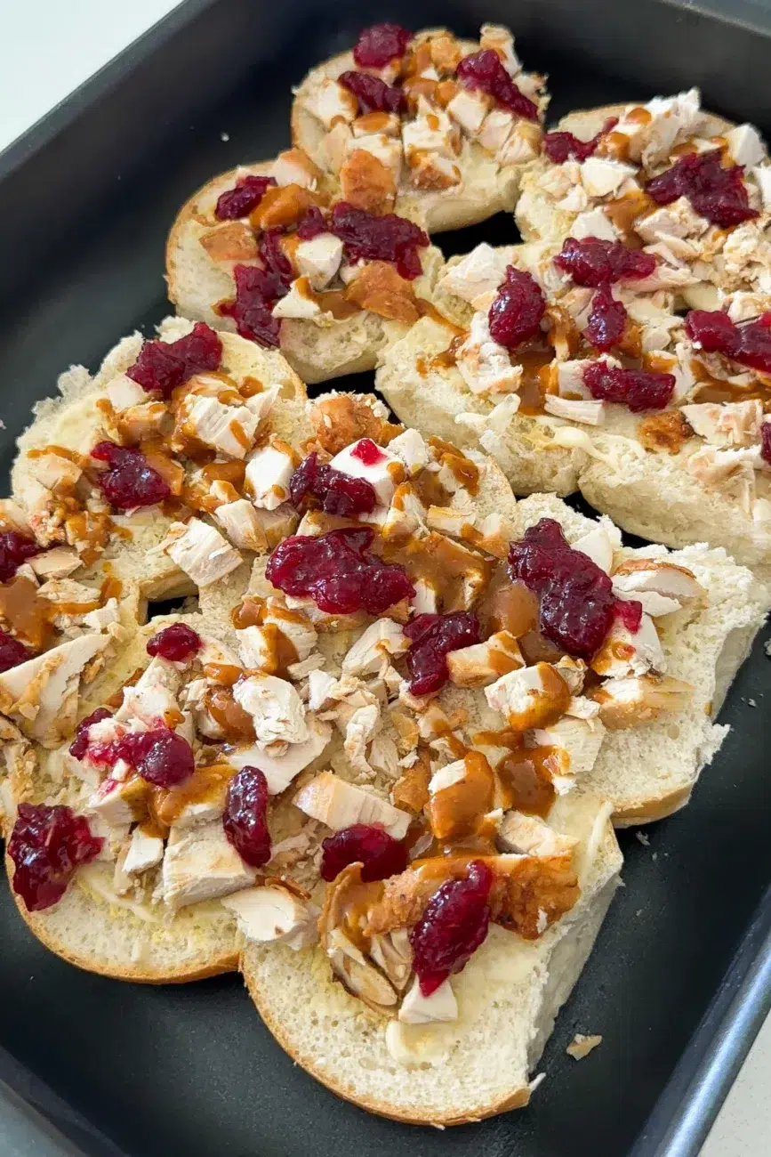 Cranberry being added to Turkey Sliders