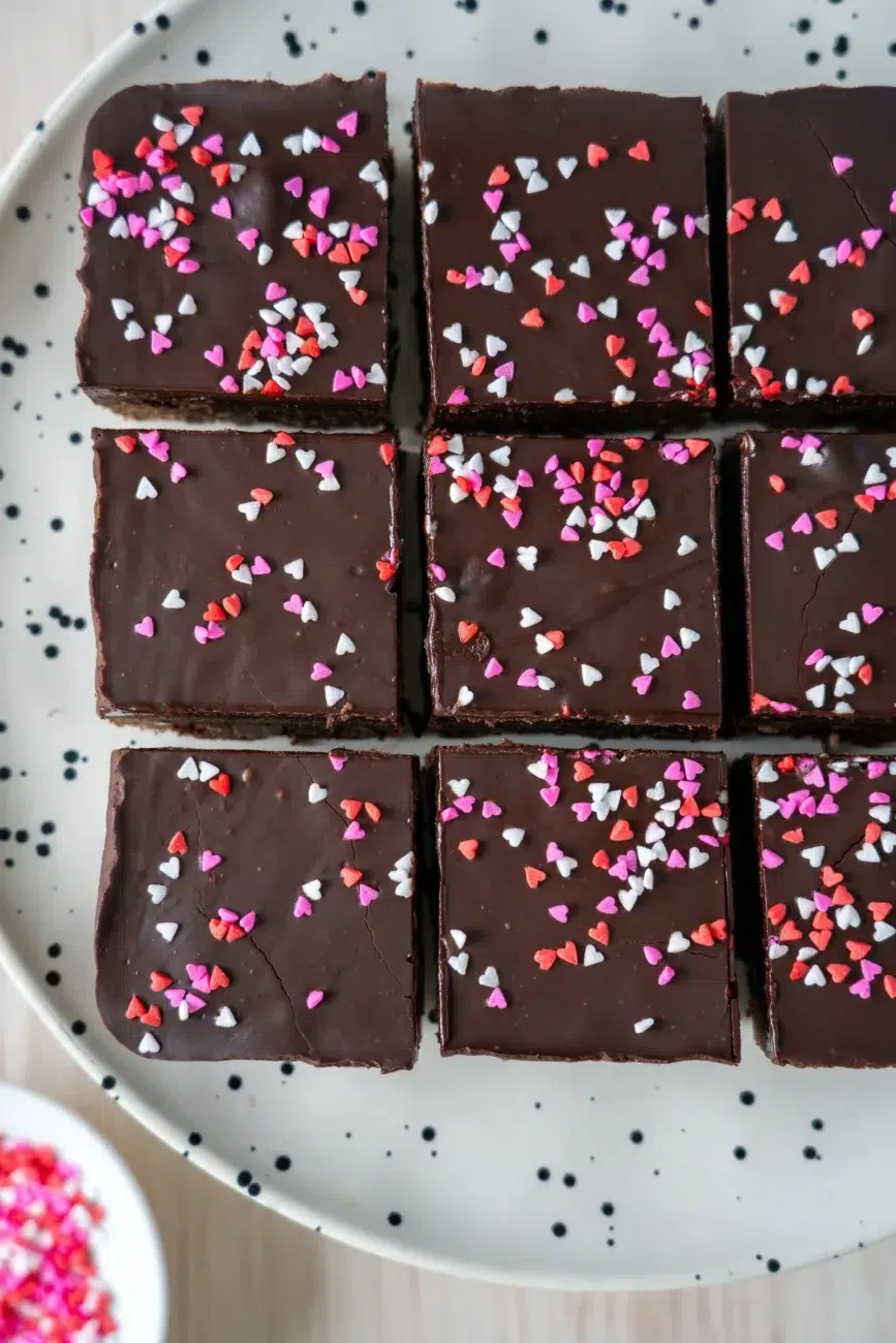Valentines Day Brownies on platter