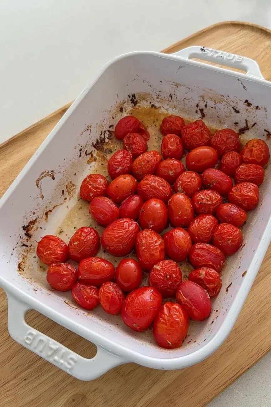 First stage of roasted jammy tomatoes