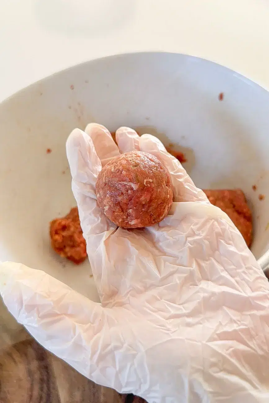 Rolled meatball raw