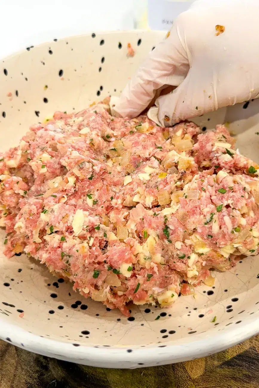 Meatball ingredients mixed
