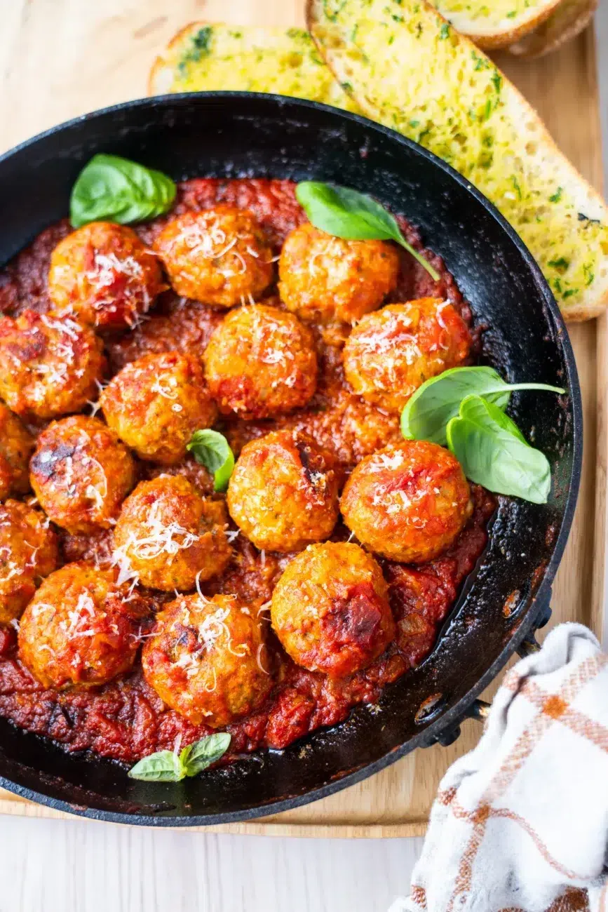 Meatballs in pan