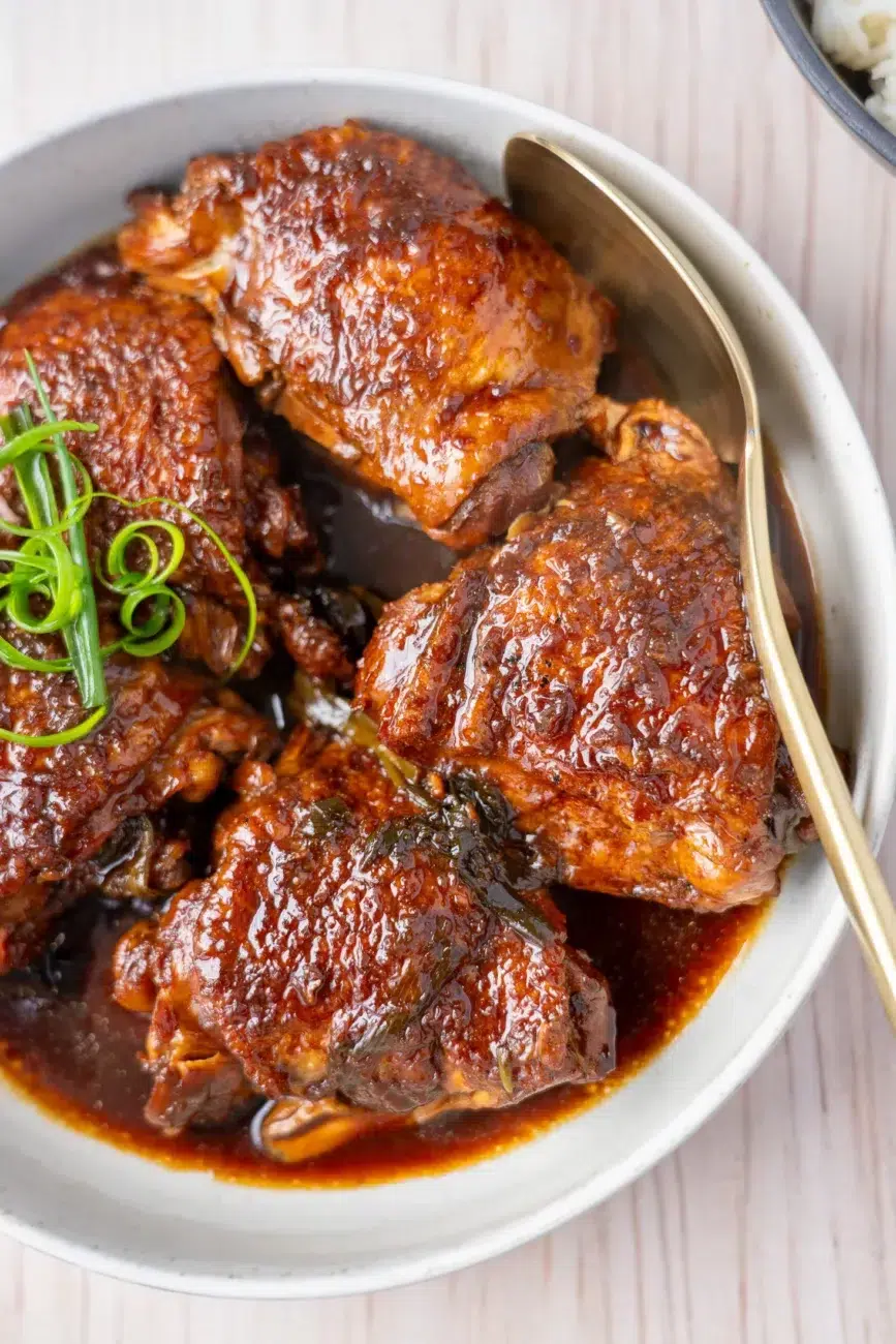 Soy sauce chicken in glossy braising sauce